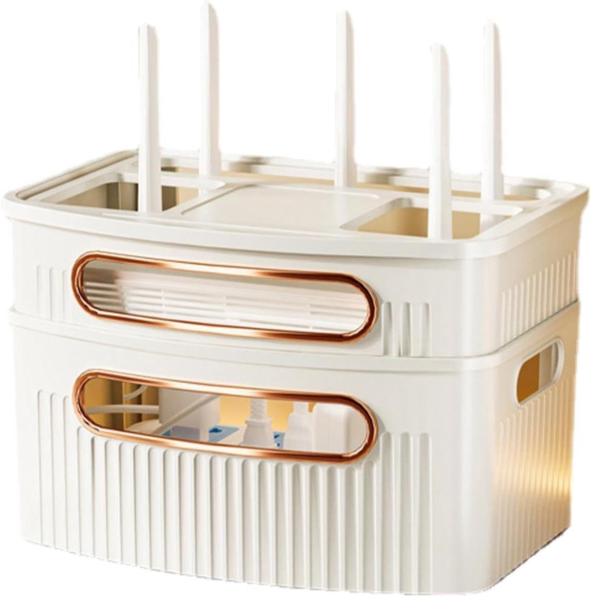 Router Opbergdoos - Modem Plank - Netwerk Organiseren - Signaal Stabiliteit - 35.8 x 25.5 x 23.6 cm - Crèmewit