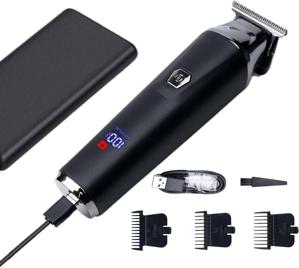 Haartrimmer Mannen - Baardtrimmer - Haarverzorging Thuis - Digitaal Display - 180 Minuten Runtime - Zwart