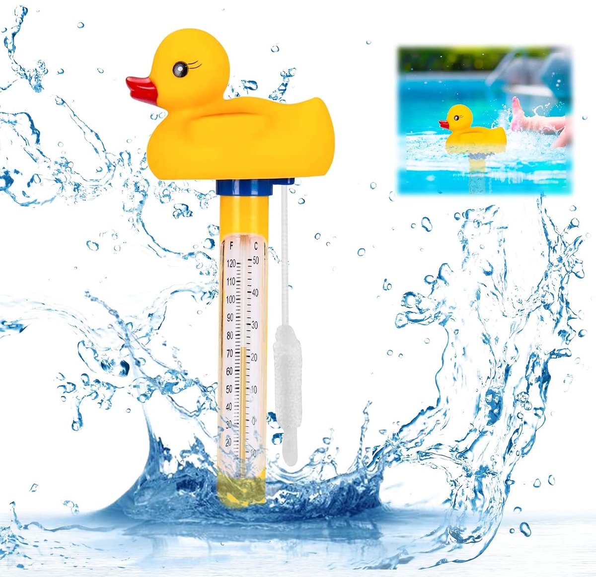 Drijvende zwembadthermometer - watertemperatuurthermometer - met snoer - ideaal voor binnen- en buitenzwembaden - SnelShoppen
