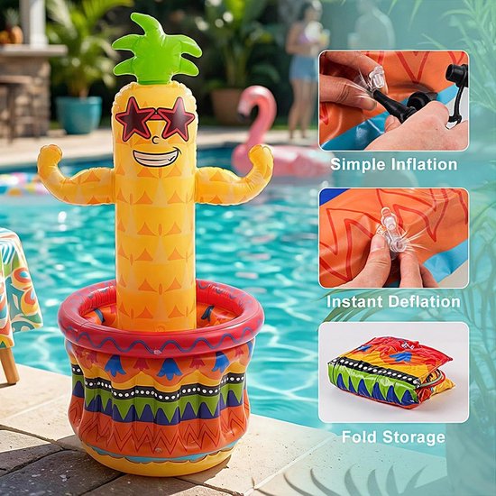 Opblaasbare Ananas Koeler - Feest Koelbox - Drankjes Koel Houden - Dubbel Ontwerp - 122 cm - Geel — afbeelding 2