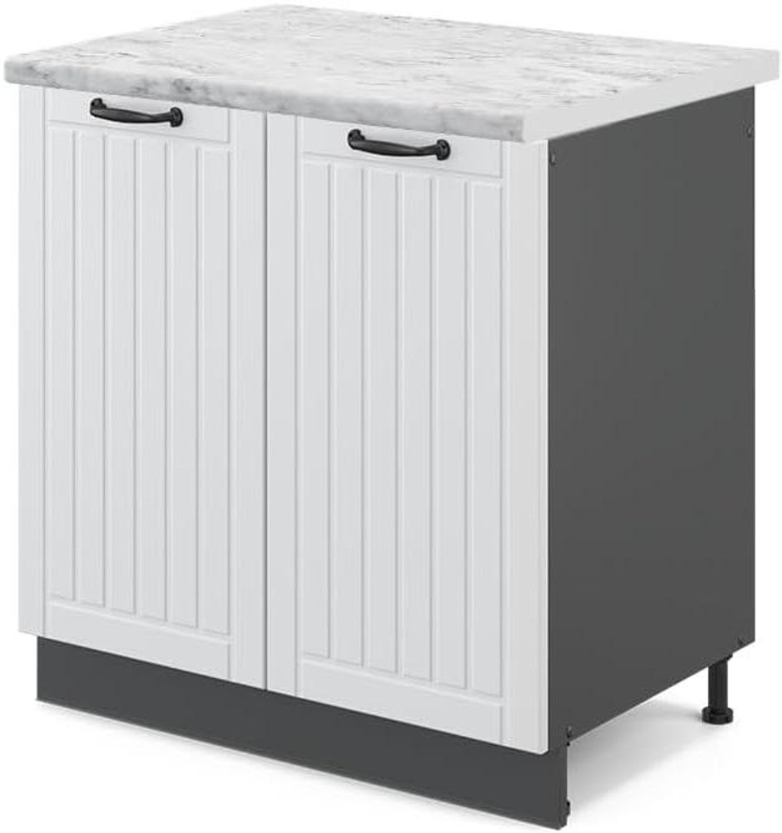 Wastafelkast - Keukenonderkast - Keuken organiseren - Soft-close scharnieren - 80 cm breed - Wit Landhuis