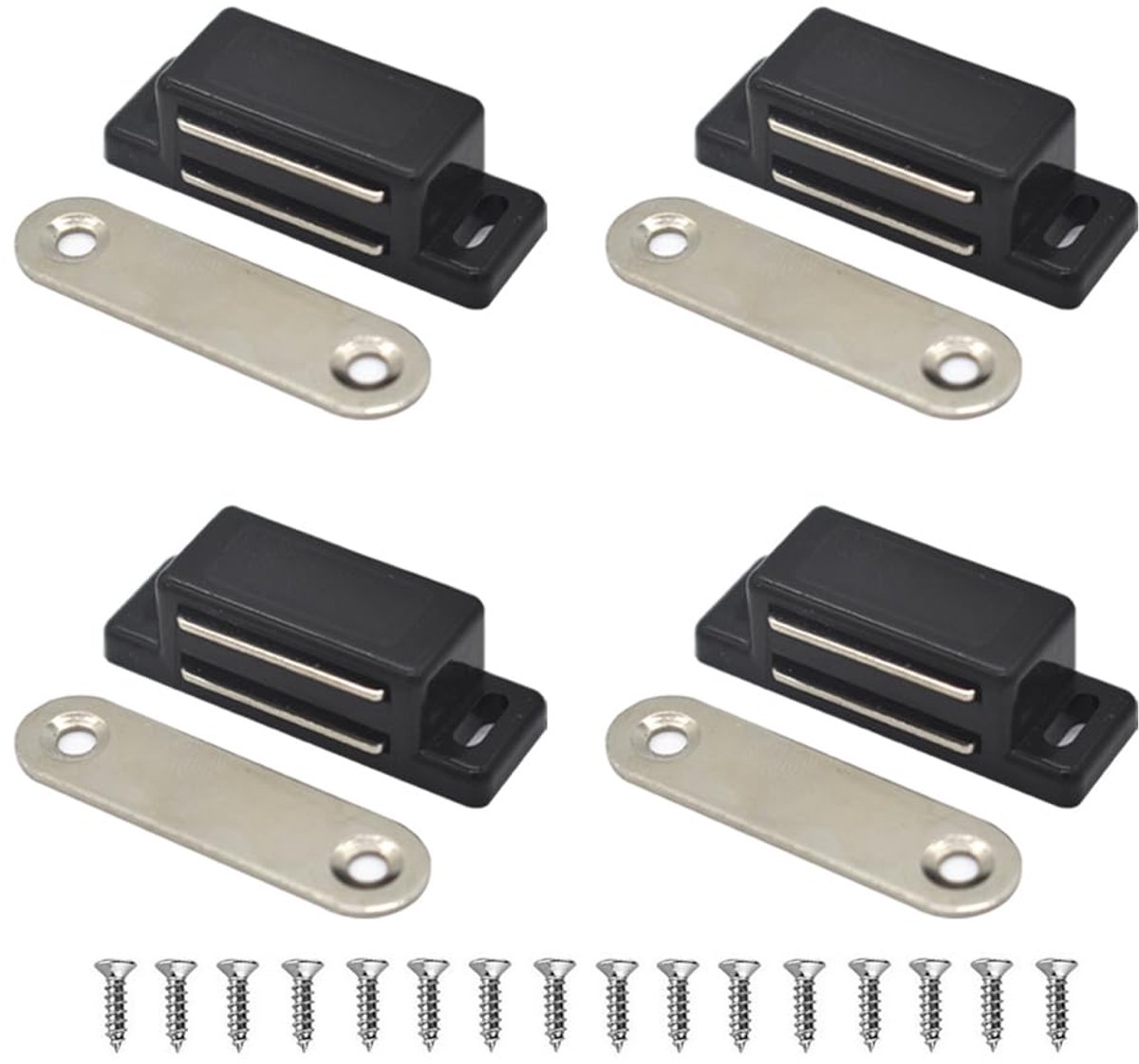 Magneetsluiting, kast, magneet, deursluiter, magneetkastdeur voor kastdeuren, meubels, laden en balkondeur (zwart, 4 stuks)