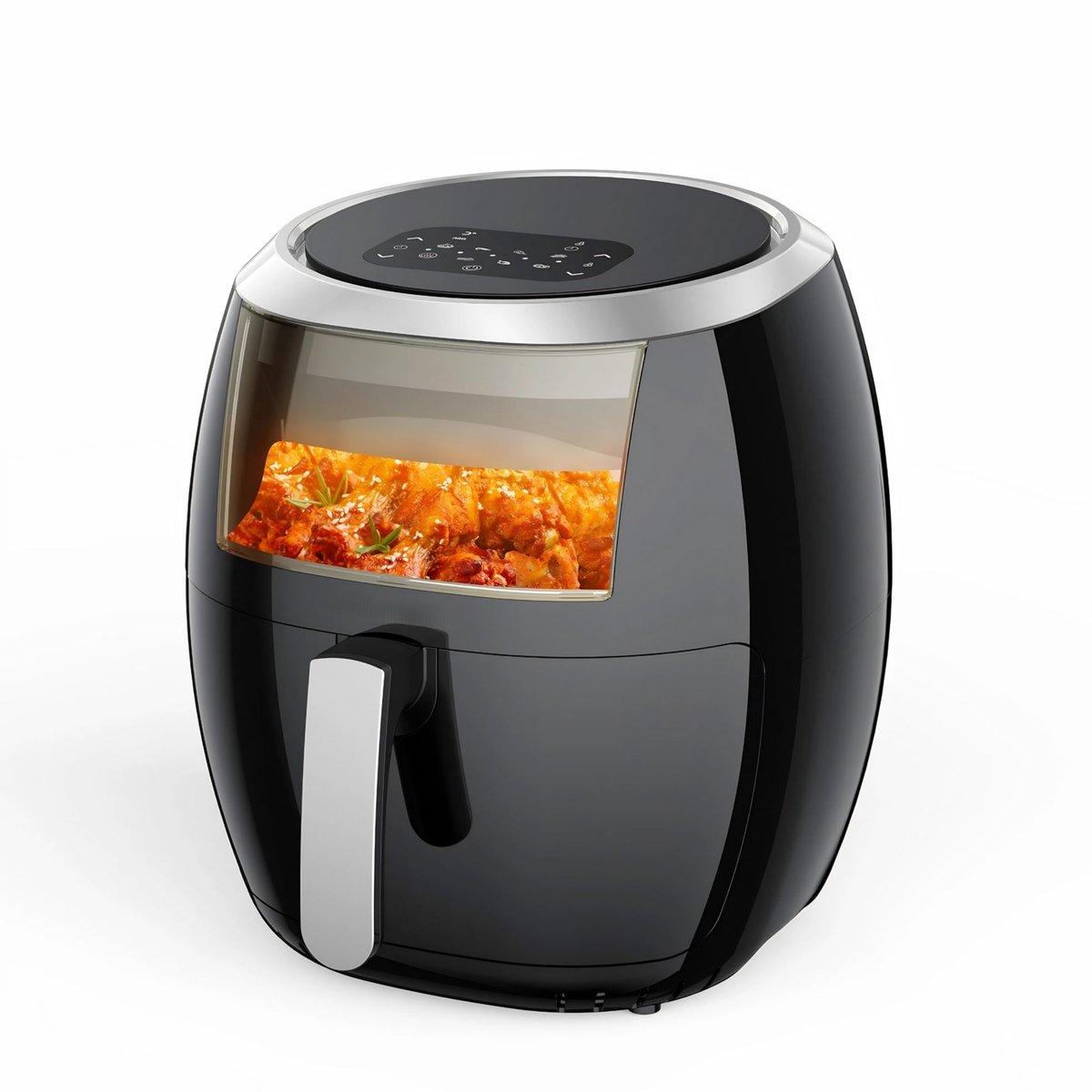 Airfryer 7,7L - 1800W met Kijkvenster en 8 Programma's - voor keuken en gezond koken - 1800W met Kijkvenster en 8 Programma's, Zwart - Geel