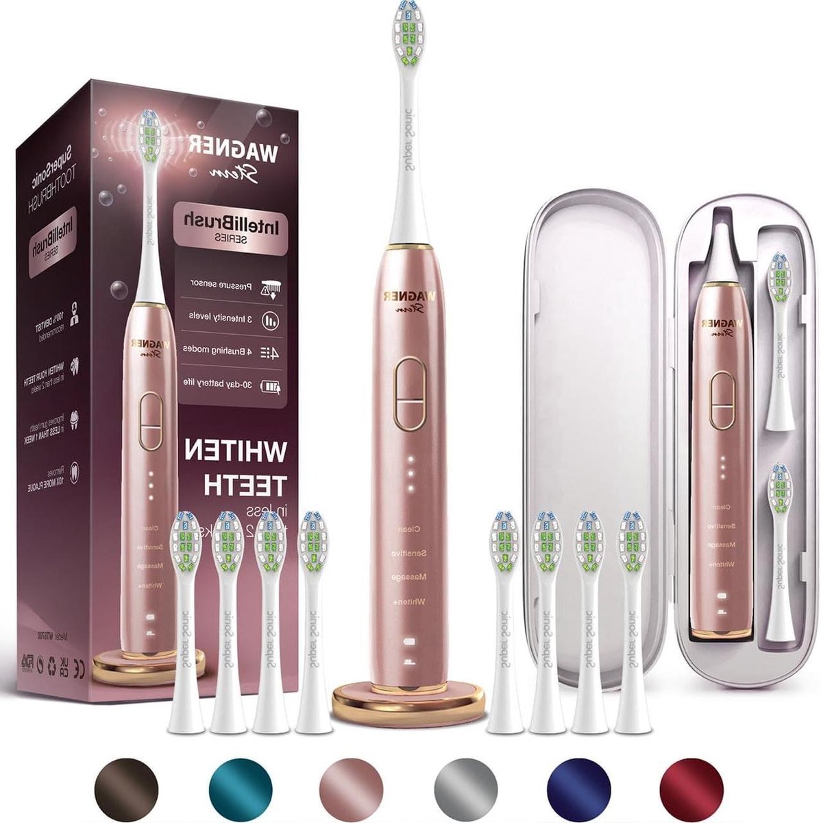 Elektrische Tandenborstel - Sonische Tandenborstel - Optimale Mondverzorging - Druksensor & 4 Modi - 8 Opzetborstels - Rose Goud