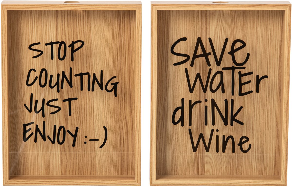 J-Line Kader Wine - MDF - naturel/zwart - assortiment van 2
