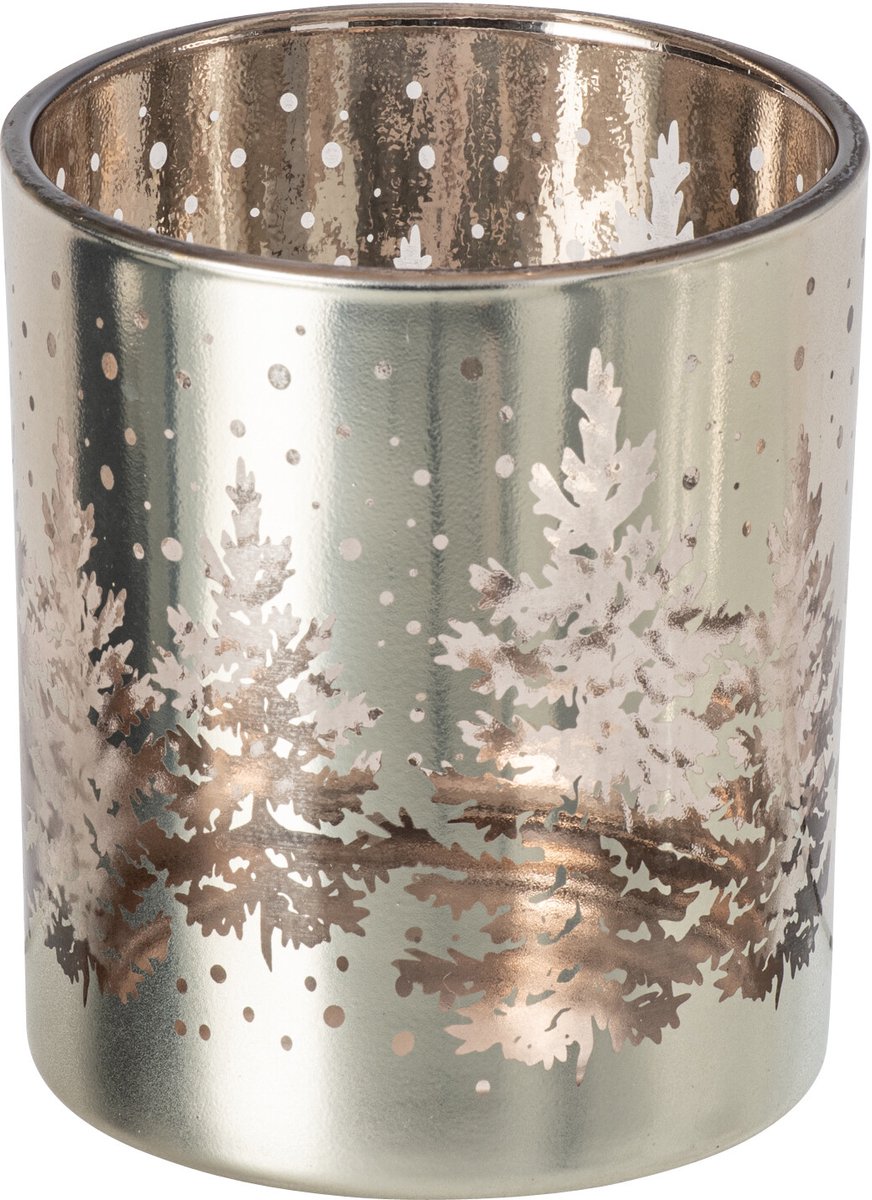 J-Line kaarshouder Boom - glas - zilver - medium - 2 stuks