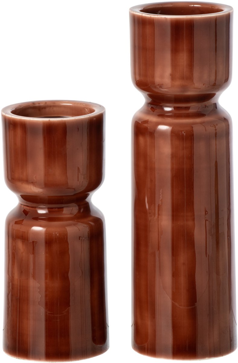 J-Line Kandelaars - ijzer - bruin - set van 2