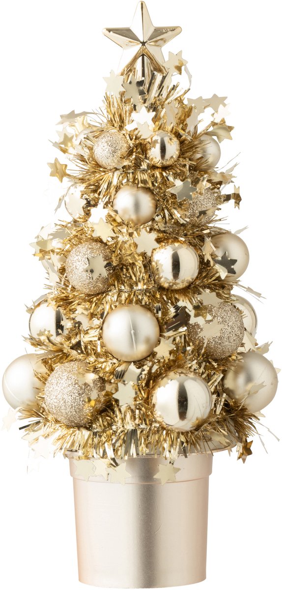 J-Line decoratie Kerstboom Kerstballen - polystyreen - champagne - 2 stuks