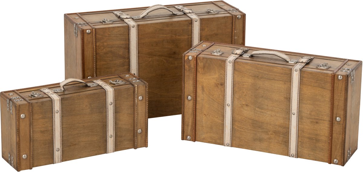 J-Line antieke doos - MDF - bruin - set van 3