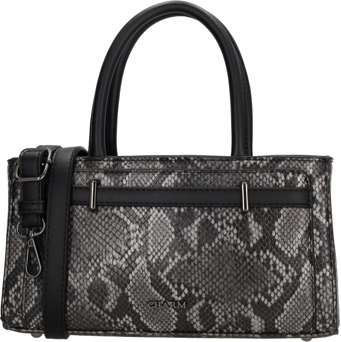 Charm London Sahara Handtas - Snakeprint - Schoudertas - Verstelbare Schouderband - Dames Tas - Trendy - Slangenprint - Crossbody - Zwart