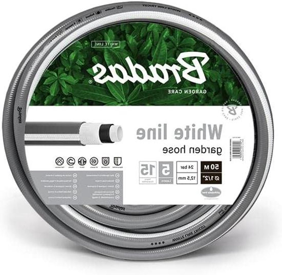 Tuinslang - Waterslang - Tuin besproeien - 5-laags versterkt - 50 meter 1/2 inch - Grijs