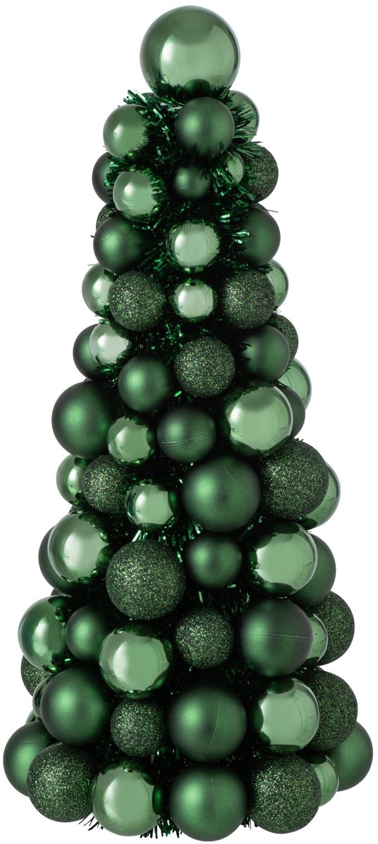 J-Line Kegel met kerstballen - PS - smaragdgroen