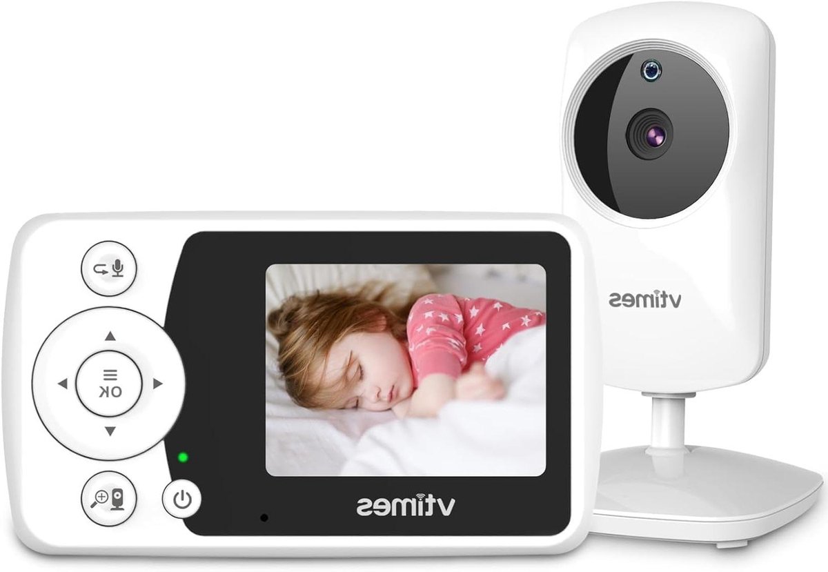 Babyfoon met camera - Video monitor - Veiligheid thuis - Nachtzicht functie - 24 inch scherm - Wit
