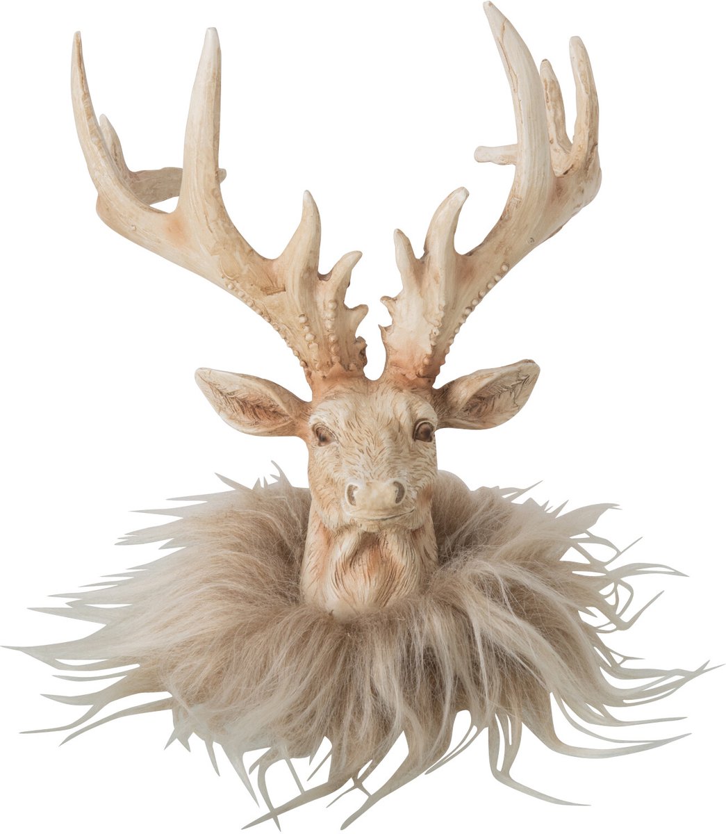 J-Line decoratie Rendier Hoofd - polyresin - lichtbeige - small