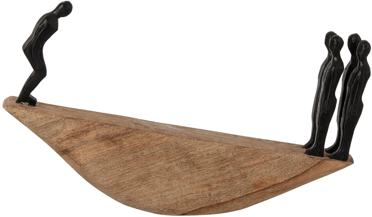 J-Line Balancerende personen - mangohout - naturel/zwart