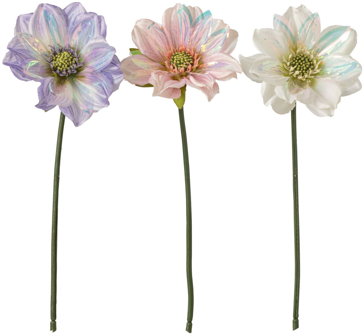 J-Line dahlia - polyester - lichtblauw/lichtroze - 3 assortimenten van 3