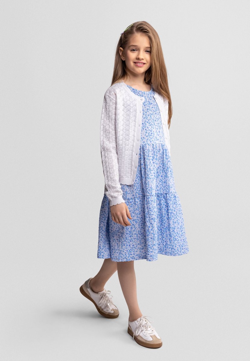 Minoti vest meisjes wit ajour golfpatroon - viscose