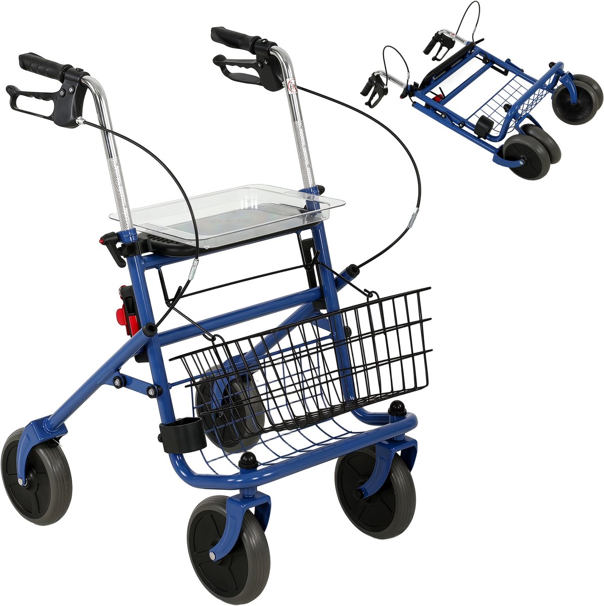 HOMCOM Rollator - Roestvrij staal, ABS - 59 x 66,5 x 97 cm - Blauw