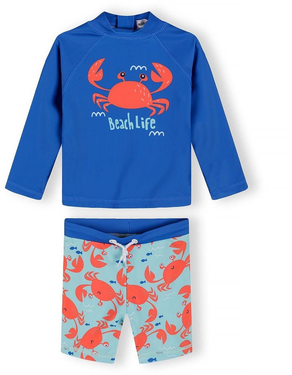 Minoti UV shirt kind jongens lange mouw krabbenprint - sneldrogend
