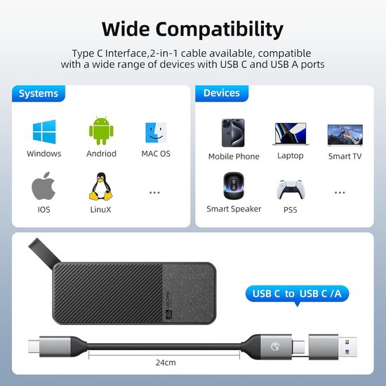 Draagbare Externe SSD 2TB USB 3.2 Gen2 Met USB-C Kabel Snelle Opslag — afbeelding 3