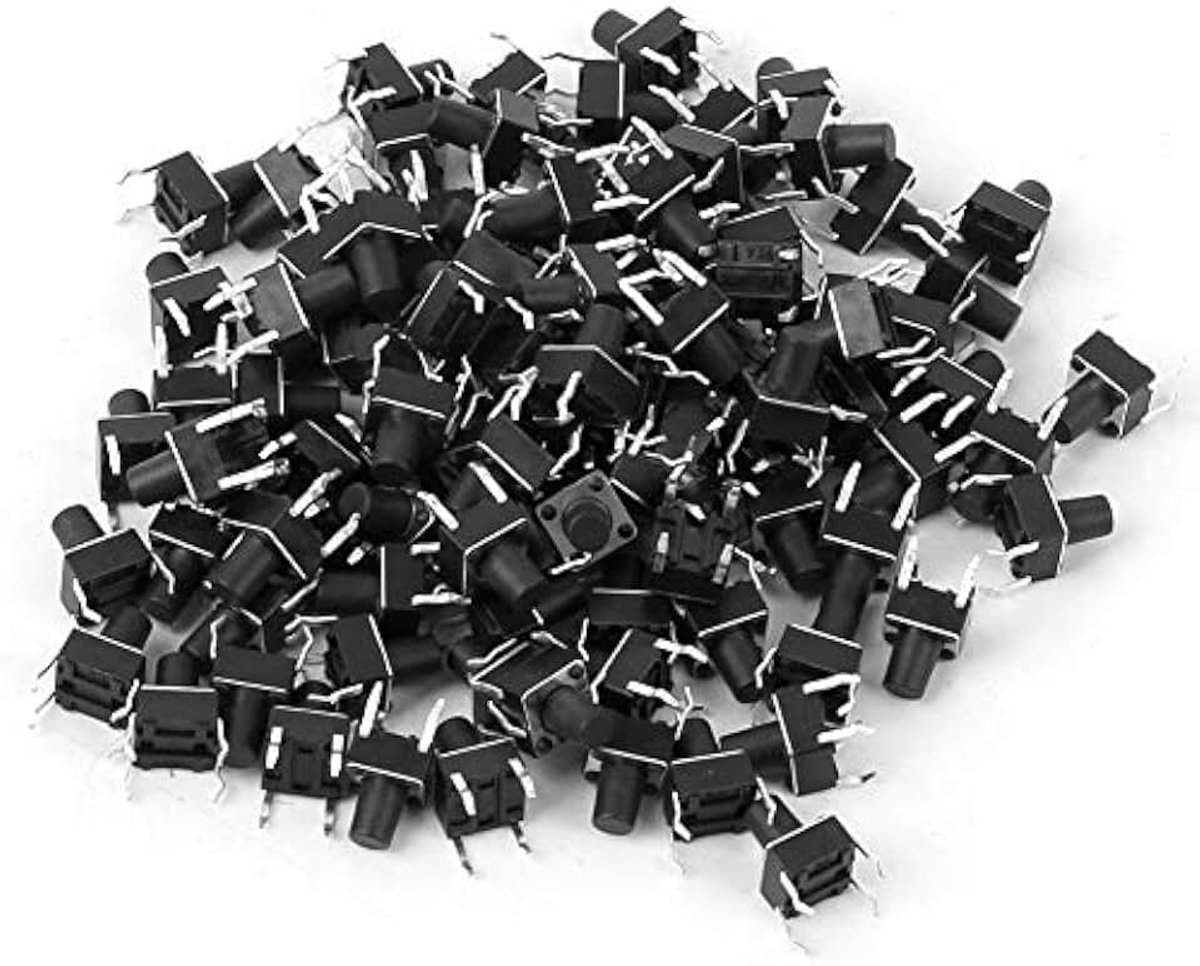 Pak van 100 kortstondige tactiele drukknopschakelaar Mini micro-toetsschakelaar accessoires 6 x 6 x 8 mm Interrupteur tactiele legger à broche kunststof + ijzer voor huishoudelijke apparaten