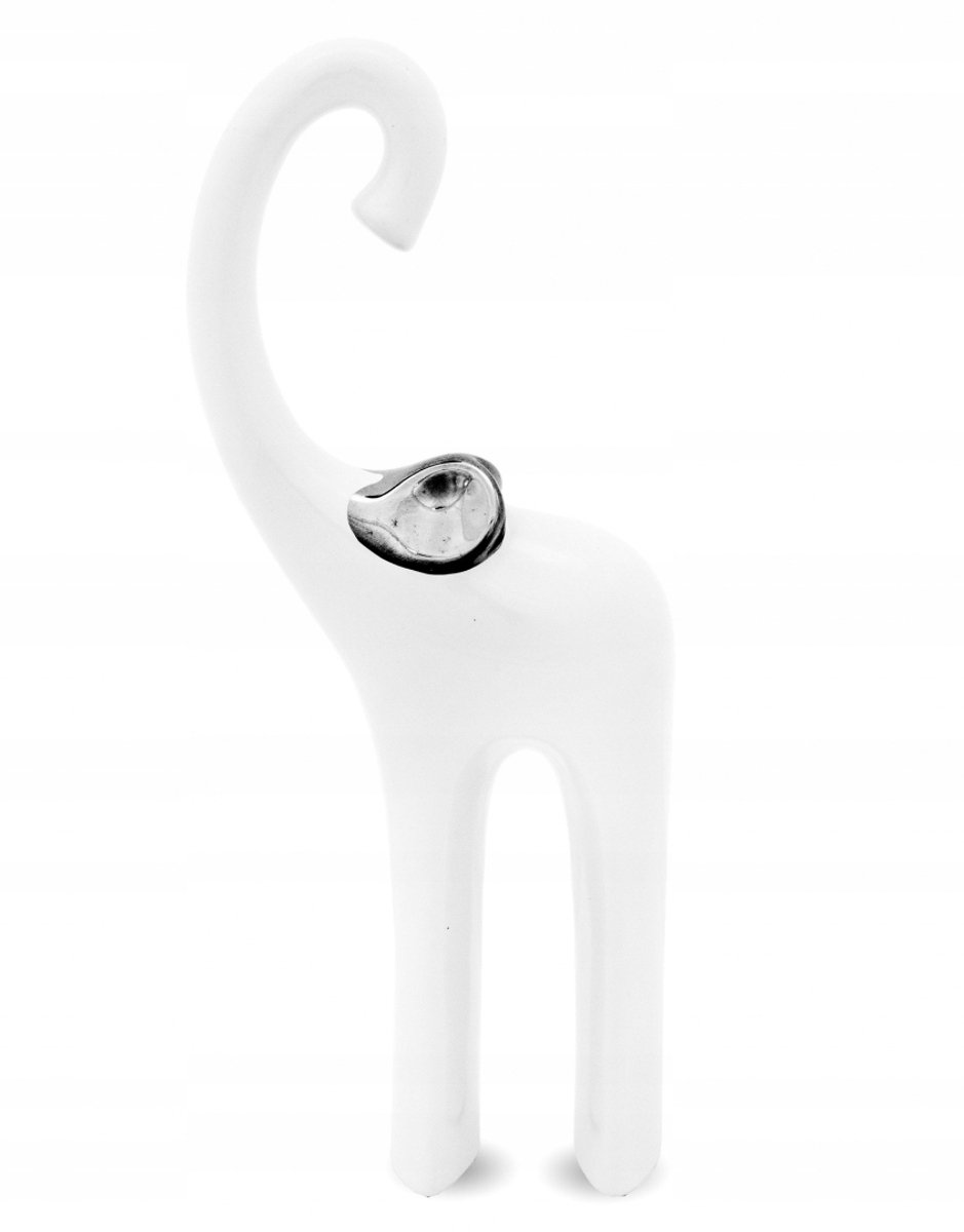 Keramiek Olifant Figuur Wit-Zilver Glamour Decoratie