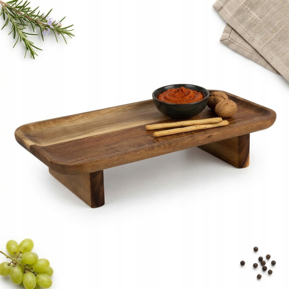 Acacia Houten Serverschaal met Poten 30x15x6 cm