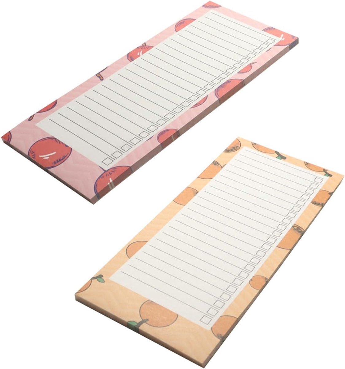 2-pack magnetische boodschappenlijstblok voor koelkast met 100 afscheurbare vellen fruitontwerp notitieblok boodschappenlijstjes magneet achterkant