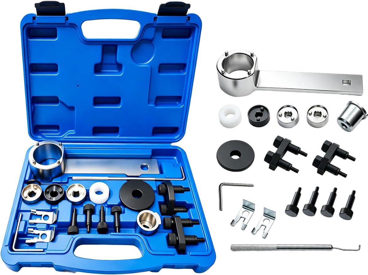 Motor, instelgereedschap, compatibel met EA888 1.8 2.0 TSi, werkplaatswagen-inzetstuk, instelgereedschap, motorvergrendeling voor VW en Audi 1,8L, T10352 T10368 T10354, 19 stuks