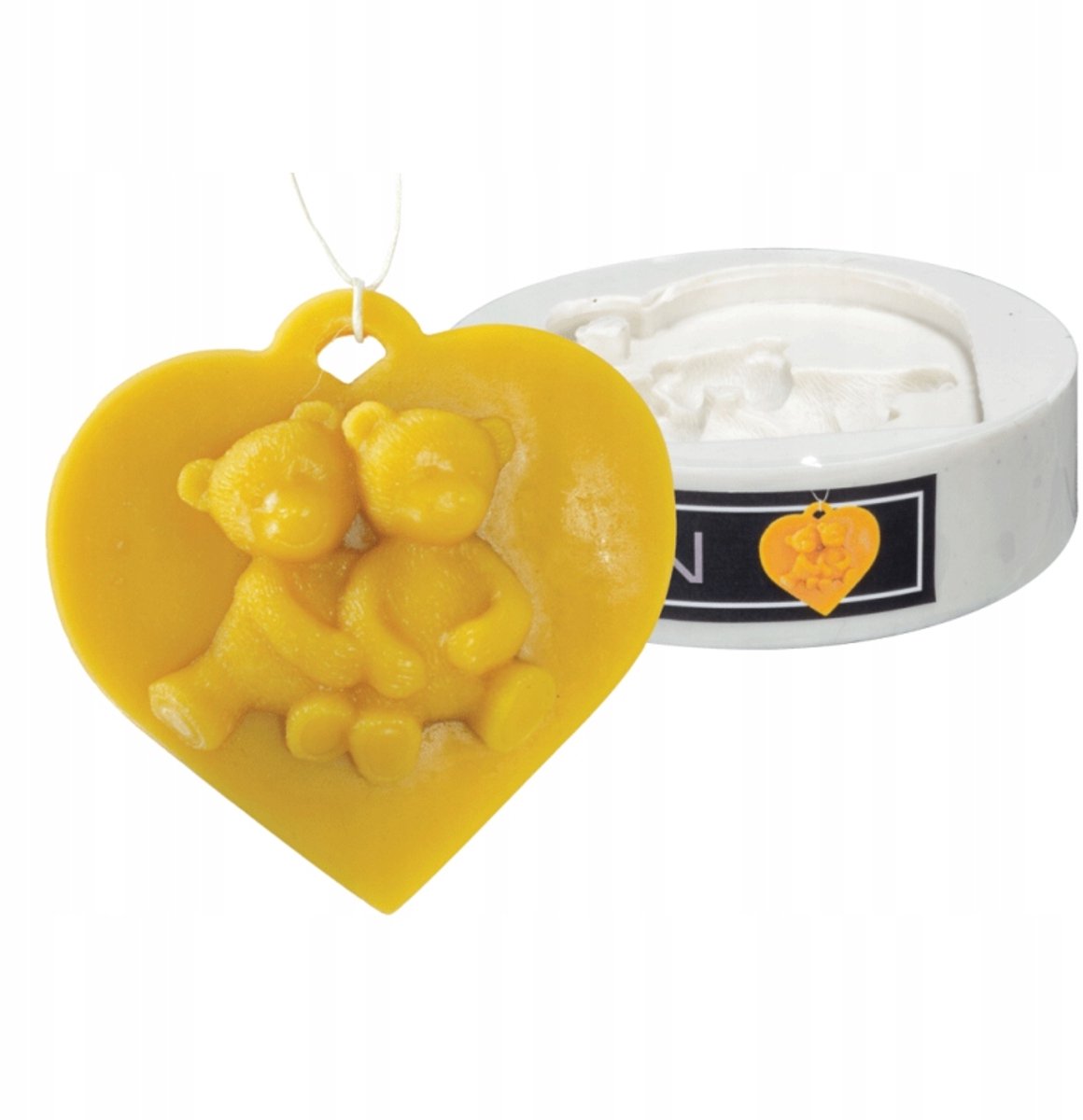 Siliconen sjabloon - Liefdeshart met beren - hanger