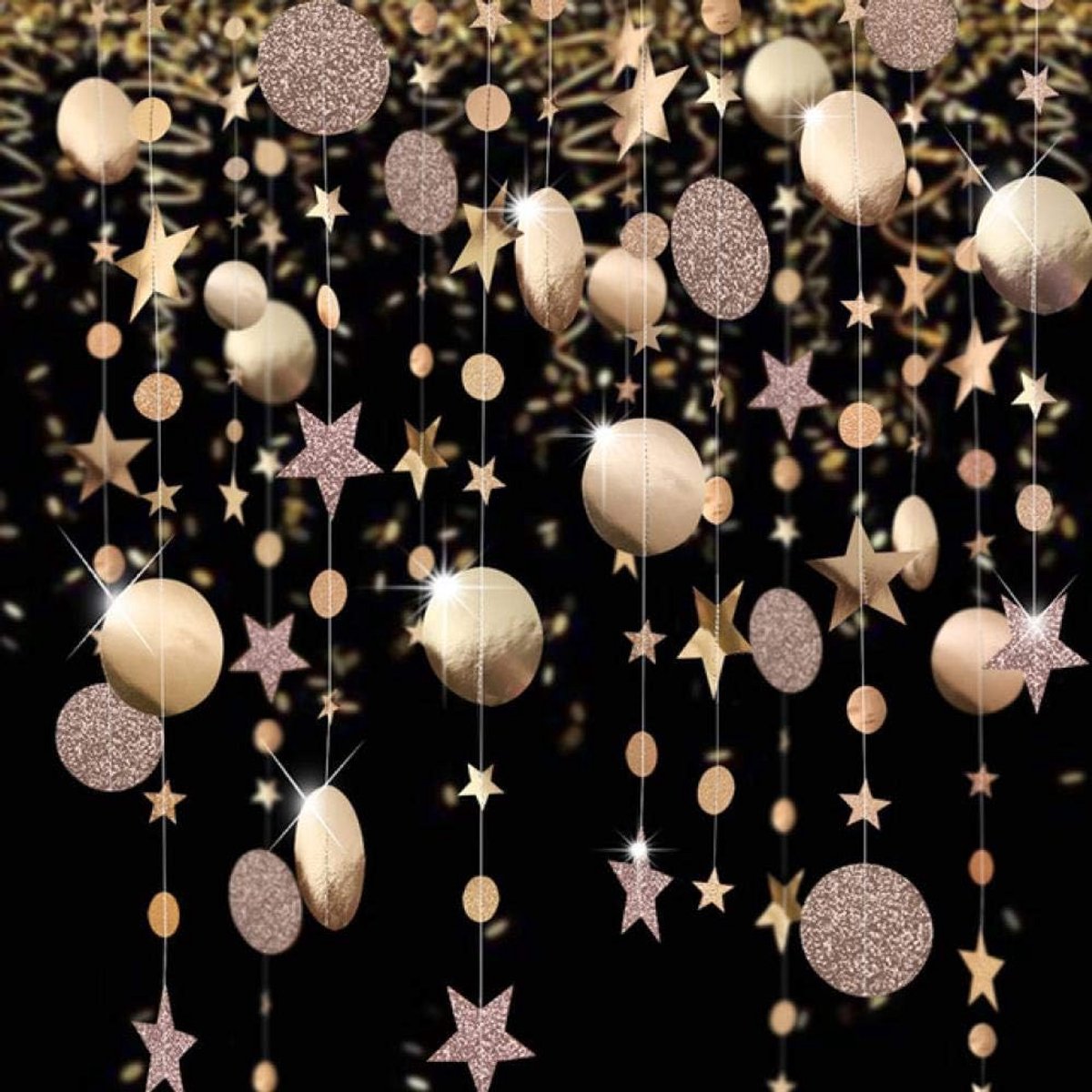 4M Glinsterende Sterren Sneeuwvlok Papier Garland Hanger Kerstmis Ornament Nieuwjaar Decoratie Ornamenten