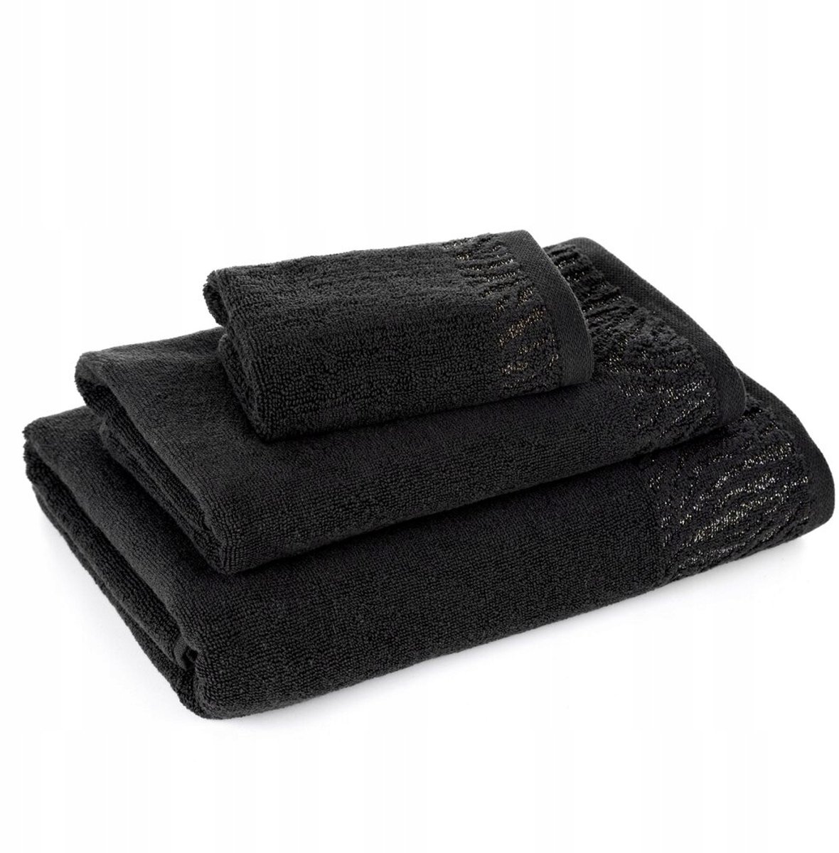 Luxe Katoenen Badhanddoek Margo Zwart 70x140 cm met Borduursel