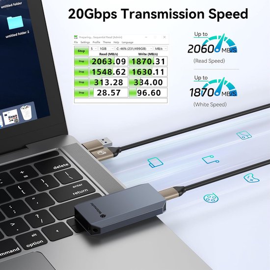 Externe SSD - Snelle Opslag - Data Overzetten - Hoge Snelheid - 1 TB - Zilver — afbeelding 4