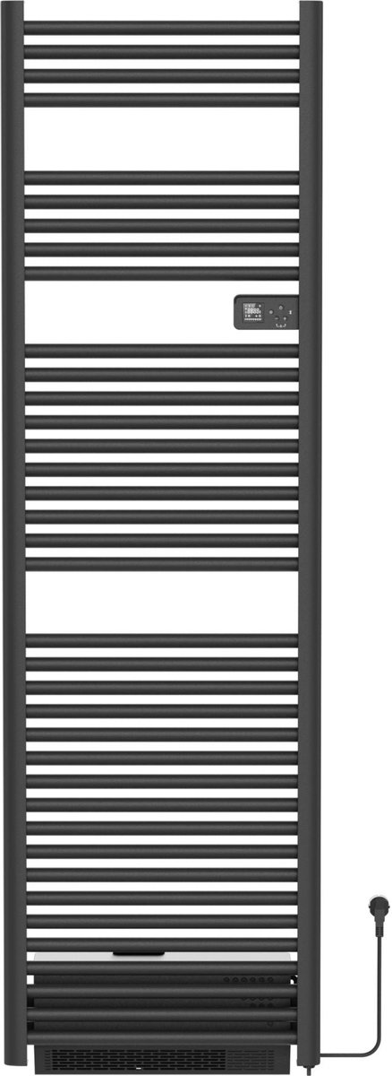 BELRAD elektrische handdoekradiator met blower – Smart WiFi – digitale thermostaat – 2000W – 1840x540 mm – mat zwart