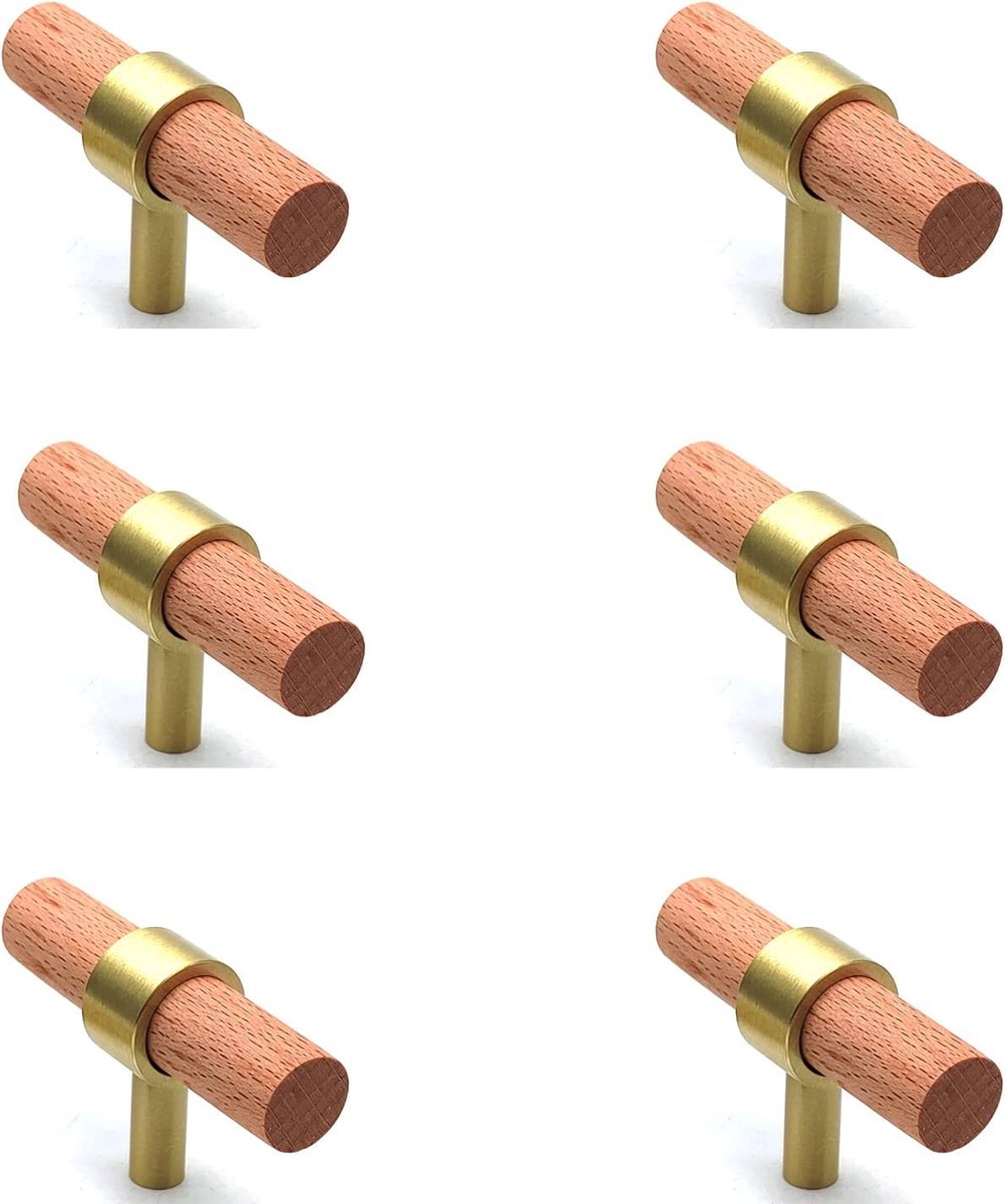 keukenkast handgrepen,SYZOW 6 stuks meubelgrepen hout houten handgrepen meubelgreep-houten deur keuken handgrepen