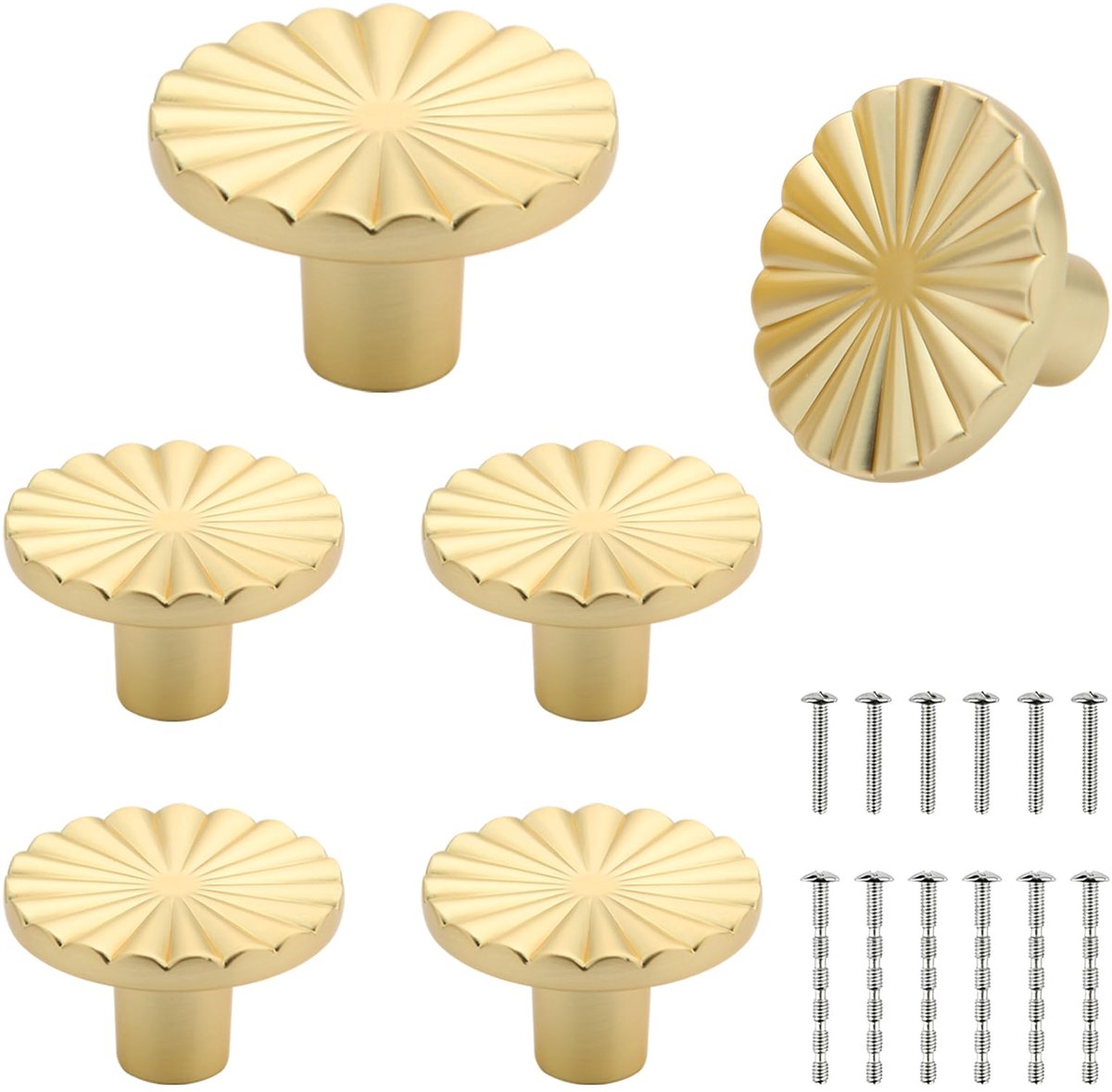 6 Stuks Ronde Kast Knoppen Meubelknoppen Knoppen voor Kast Kastgrepen Goud voor Kledingkast, Kast, met een Schroeven - B