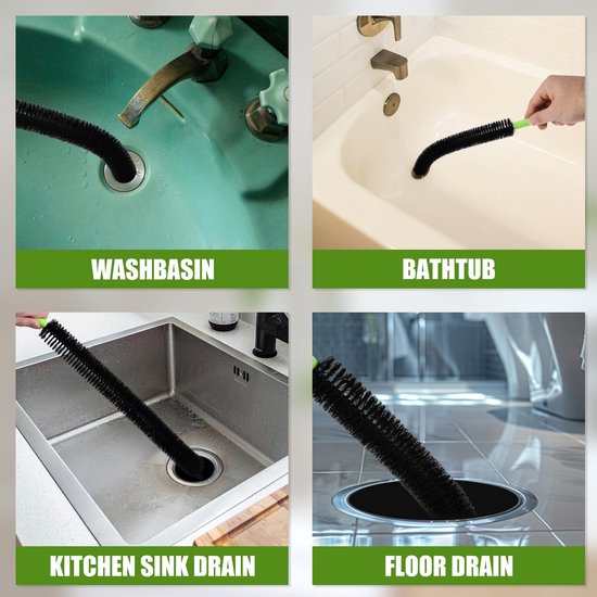 Afvoerborstel, Badkamer Gootsteen Afvoerontstopper Nylon Roestvrij Staal Lange Pijpreinigers 43,5cm Gootsteen Reinigingsborstel Flexibele Lange Reinigingsborstel voor Toilet Vloerafvoer — afbeelding 2