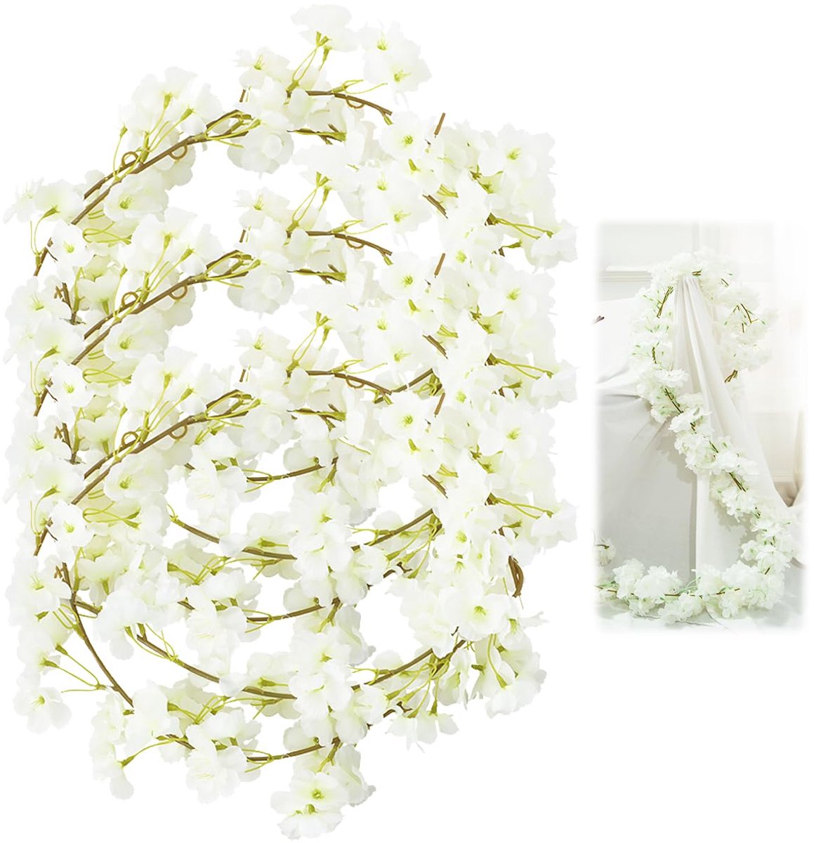 Kunstbloemen kersenbloesemslinger, 180 cm bloemenranken kunstmatig | Hangende kunstbloemenslinger, decoratie, kersenbloesem, slinger, decoratie voor bruiloft, feest, tuindecoratie