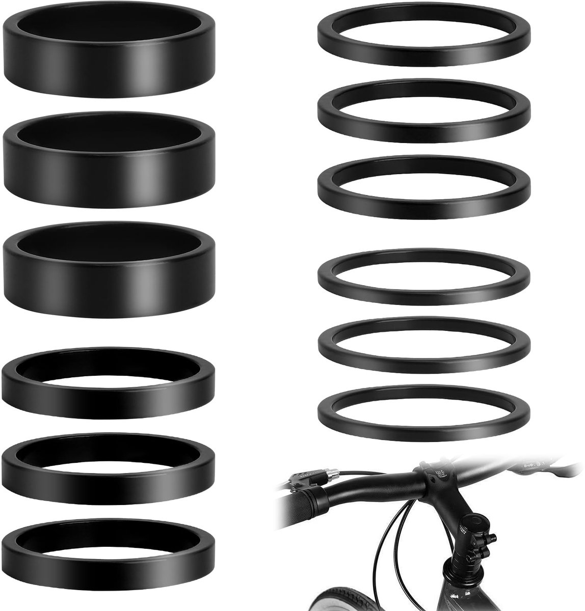 Afstandsringen van aluminium 2/3/5/10 mm voor nauwkeurige stuurverhoging stuur afstandsstuk 28,6 mm geschikt voor MTB BMX racefiets stuurset 1 1/8 Ahead stuurpen
