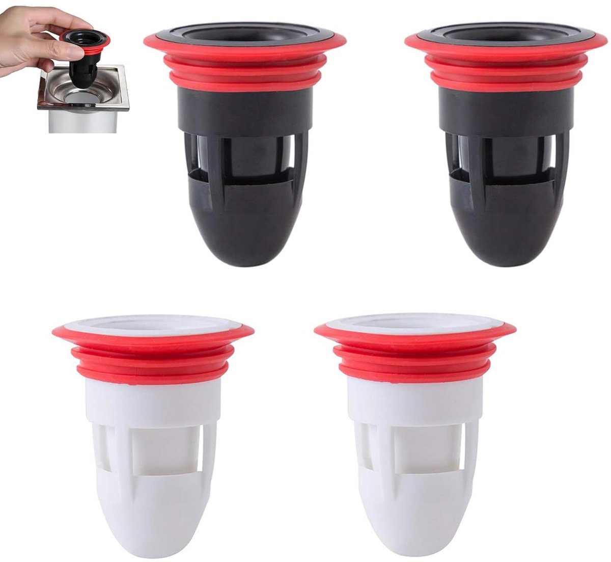 4 stuks rubberen afvoerafvoerafvoer-afvoerafvoerafvoer-afvoerafvoer-afvoerafvoer-douchestoffels voor douche en vloerafvoer, geurafsluiter voor vloerafvoer met een diameter van 41-50 mm