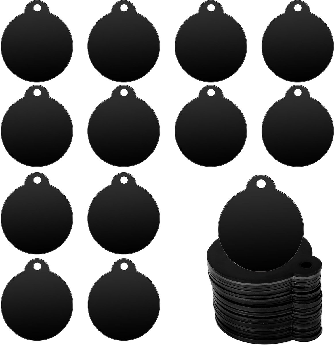 25x Blinde Aluminium Identificatieplaatjes voor Gravure Hondenpenningen 3,6x3,2 cm Zwart