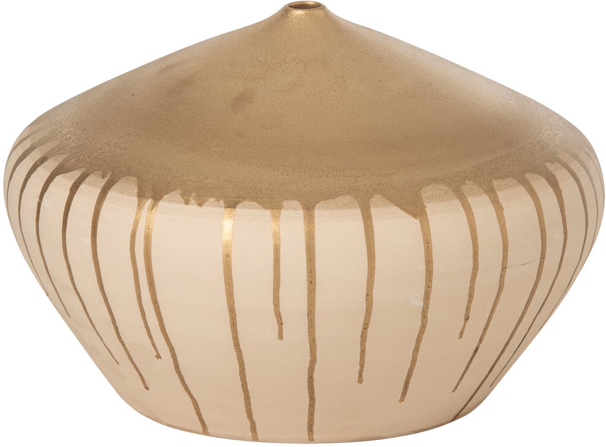 J-Line Vaas - keramiek - beige/goud - small