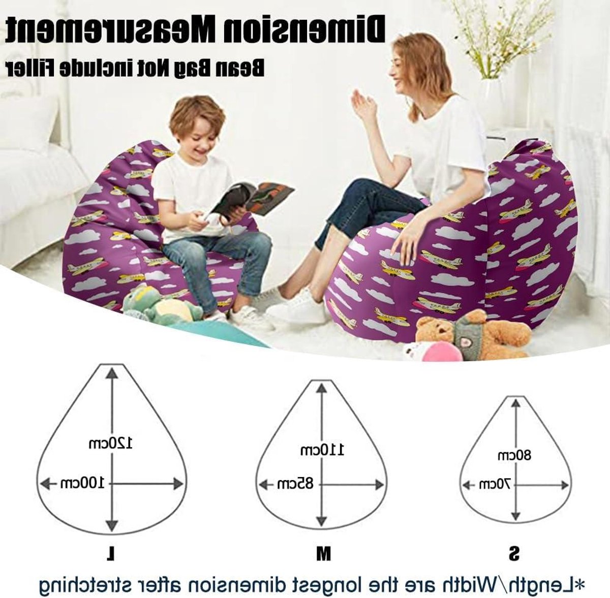 Zitzakhoes - Luie bank - Ontspannen Zitten - Zelf vullen - 100 x 120 cm - Bordeauxrood