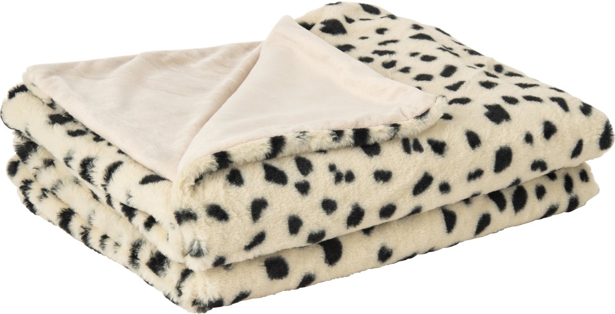 J-Line Deken met dalmatiërmotief - polyester - wit/zwart
