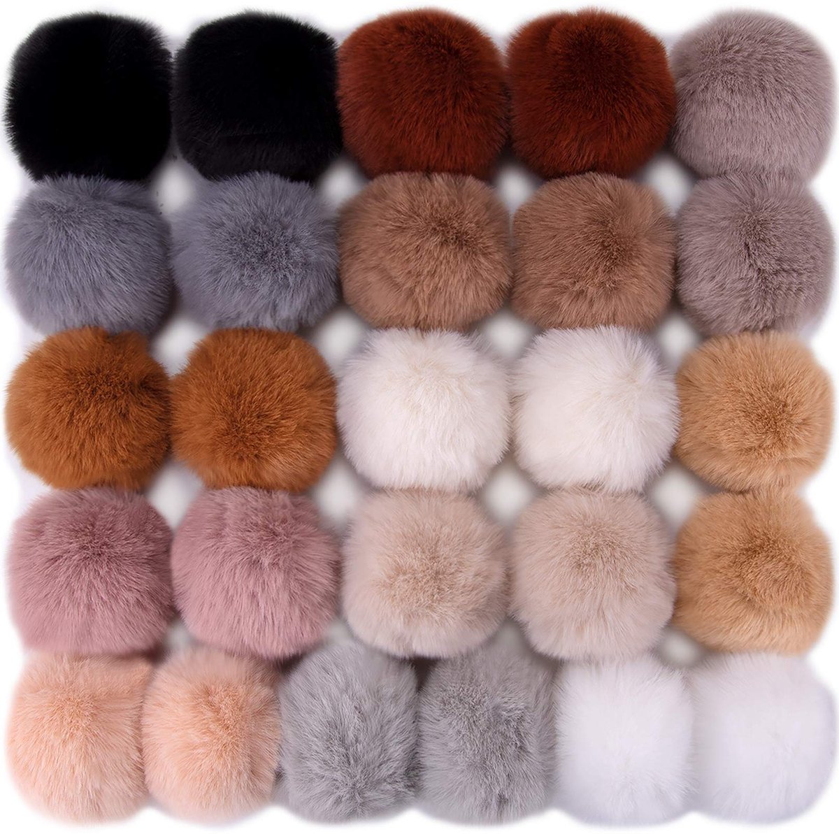 Pompons van imitatiebont, pluizige pompons met elastische lus voor hoeden, sleutelhangers, sjaals, handschoenen, tassen, accessoires, 13 zachte kleuren, 2 stuks per kleur