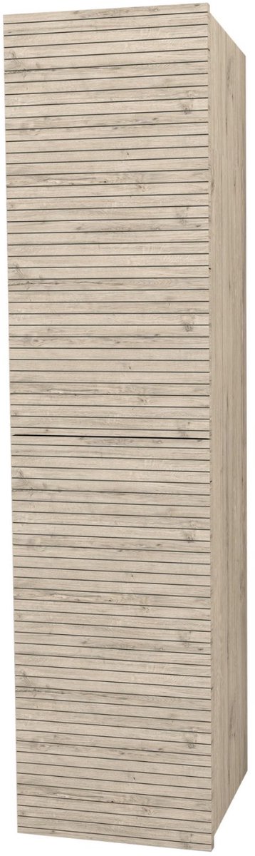 ALONI ELITE hoge badkamerkast – 160 cm – Licht hout – Horizontaal reliëf – Softclose