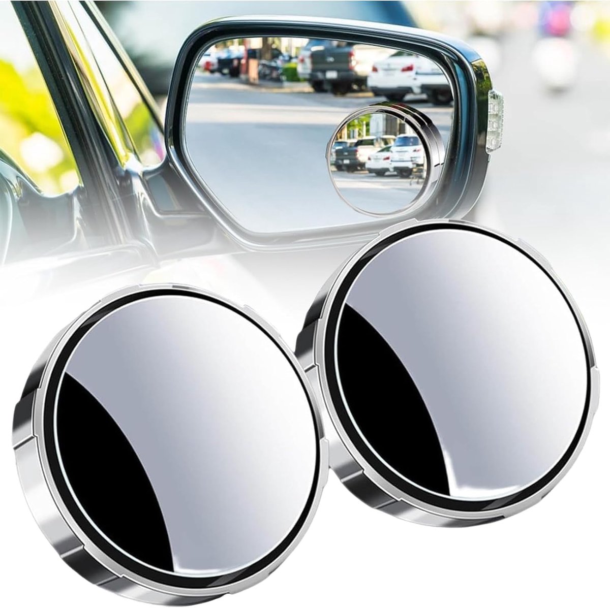 anti-dode hoek, 360 graden, draaibaar, convex, groothoek, voor auto/SUV/bestelwagen, gehard glas, HD, waterdicht (2 stuks)