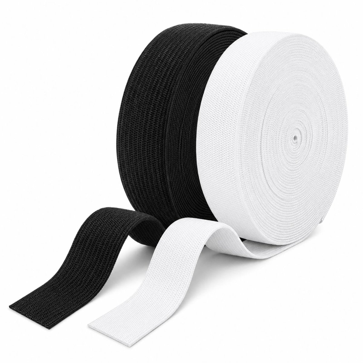 Elastiek om te naaien, 2 cm breed, plat naaiband, elastische band voor broekrok, hoofdband, taillespanner voor kleding, pruik, riem, zwart-wit