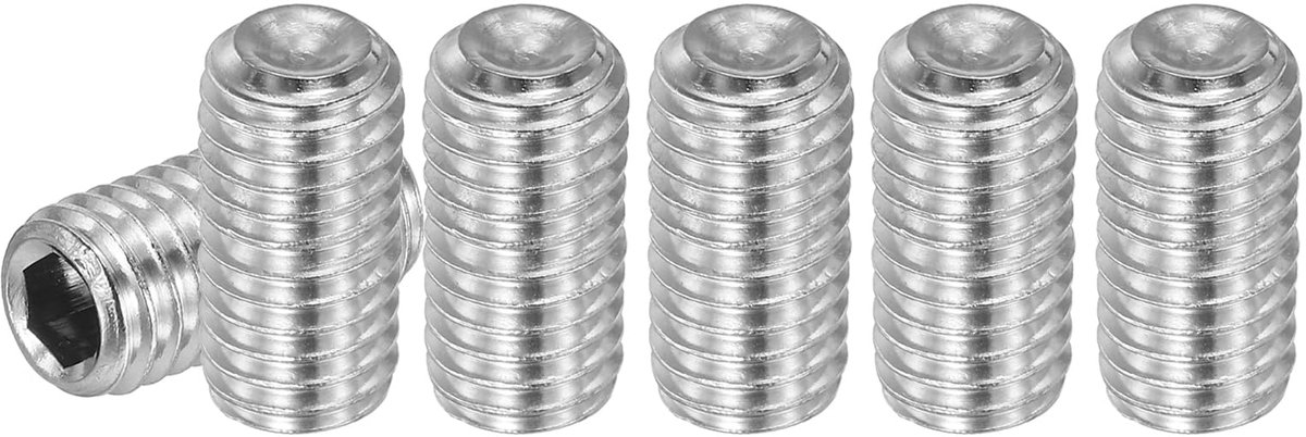 30 stuks madenschroeven M8 x 16mm, 304 roestvrij staal madenschroeven set voor deurklinken bevestiging meubels lampen kraan reparaties, zilver binnenzeskant draadpennen schroeven set