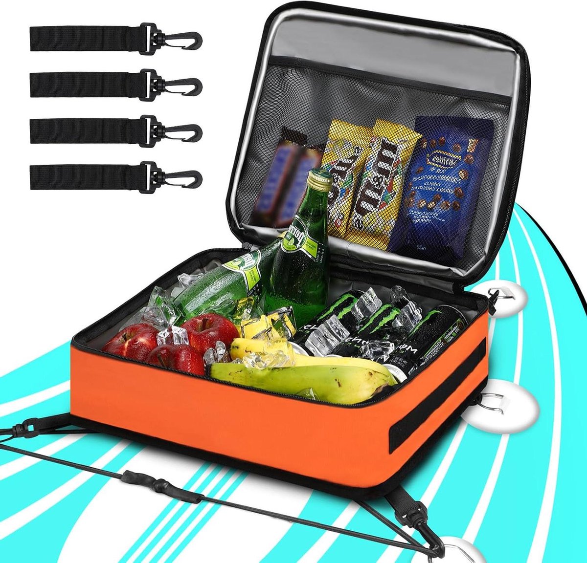 Paddle Board Koeltas - SUP Accessoiretas - Drankjes Koel Houden - Waterdicht Zeilmateriaal - Ruim 10 Blikjes - Oranje